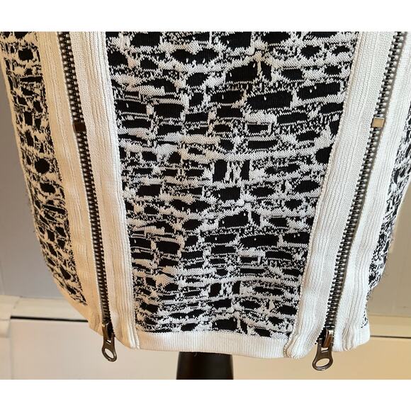 Marchesa Voyage Dress Multi Zipper Black and White Mini Dress Size XS - Picture 6 of 10